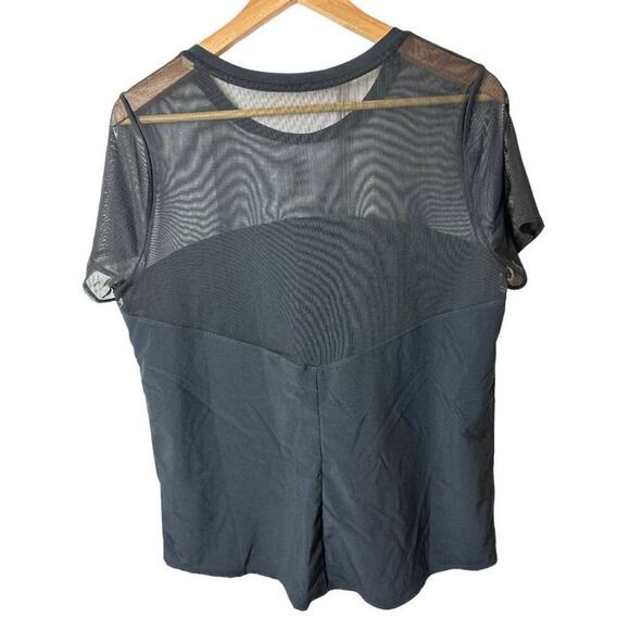 Zella Black Solid Mesh Upper Short Sleeve Athletic Top Women's Size M - Picture 2 of 4